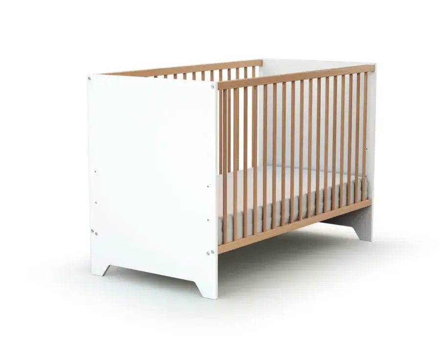 Lit  bébé 60/120 GAVROCHE blanc et hêtre