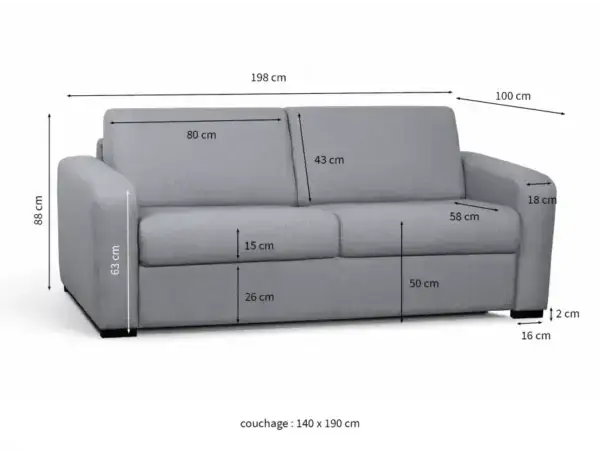 DYLAN Canapé convertible gris clair – Image 8