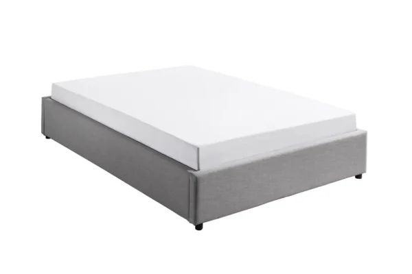 SALOMON Cadre de lit avec sommier à lattes et coffre de rangement en tissu GRIS CLAIR 140/190 cm – Image 4