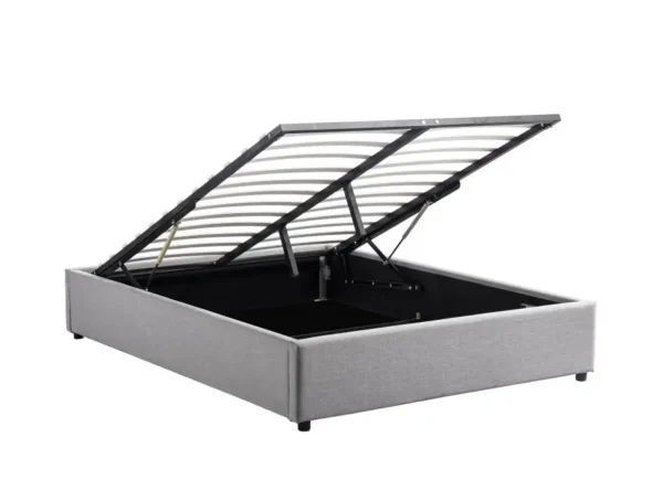 SALOMON Cadre de lit avec sommier à lattes et coffre de rangement en tissu GRIS CLAIR 140/190 cm – Image 5