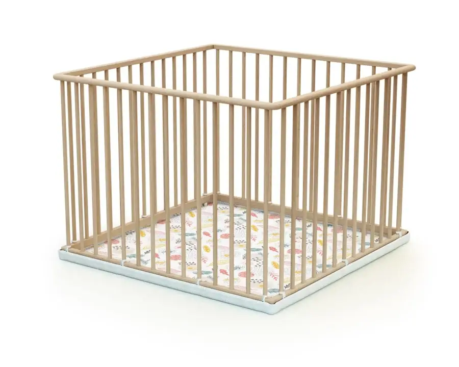 Parc fixe WEBABY fond textile hêtre brut