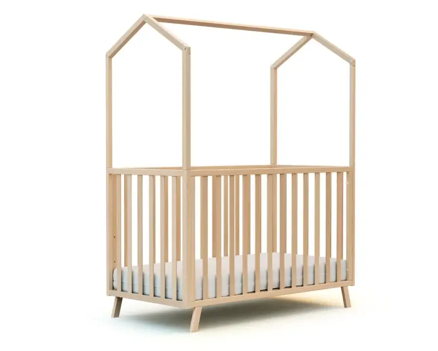 Lit évolutif CONFORT Cabane 60x120cm Hêtre Verni