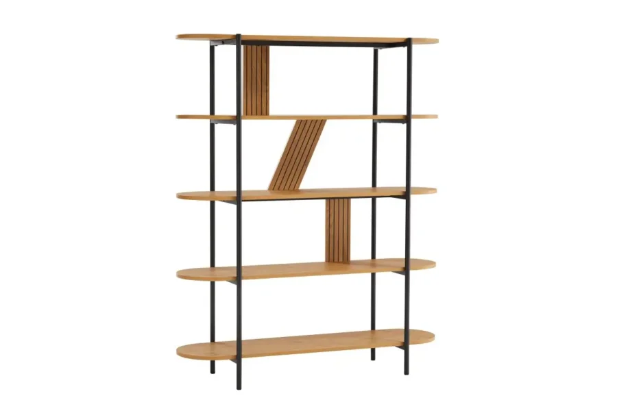 ETAGERE BRODIE avec finition chêne et pieds métal noirs - 120x35cm - Bois