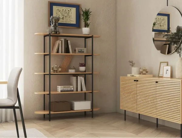 ETAGERE BRODIE avec finition chêne et pieds métal noirs - 120x35cm - Bois – Image 3