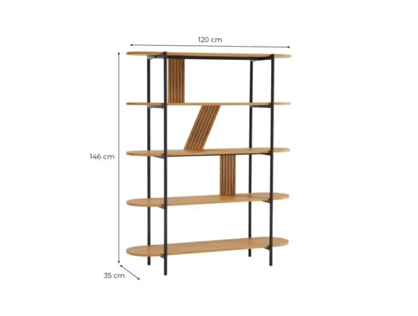 ETAGERE BRODIE avec finition chêne et pieds métal noirs - 120x35cm - Bois – Image 6