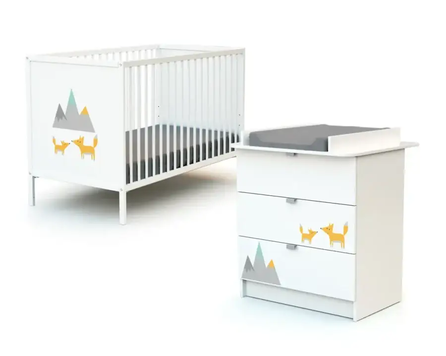 Duo lit bébé et commode à langer ALBA Renard de WEBABY