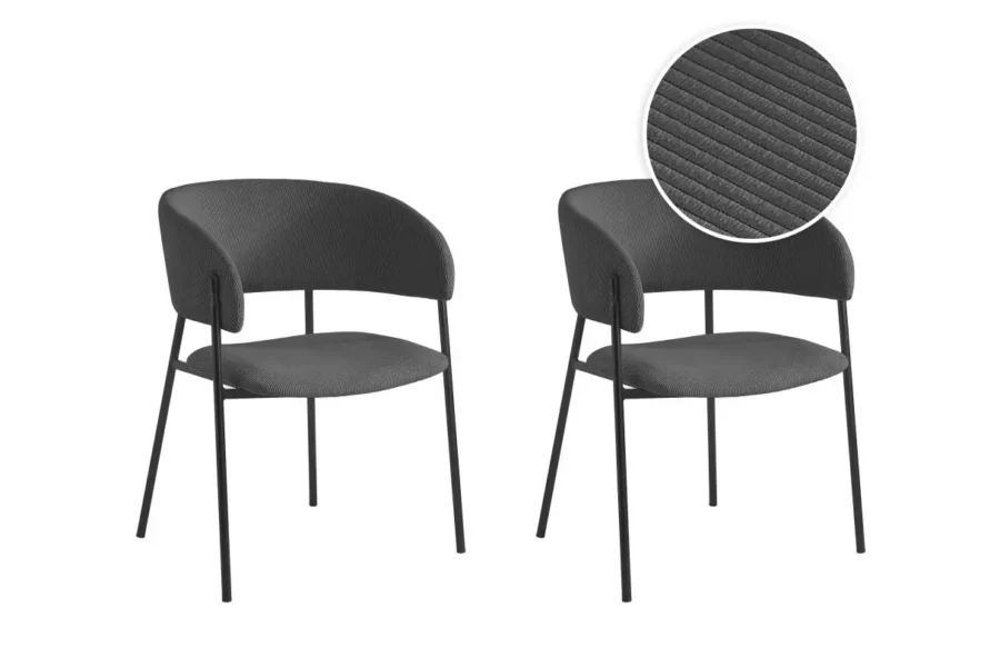 BOLD lot de deux chaises en velours côtelé  gris foncé