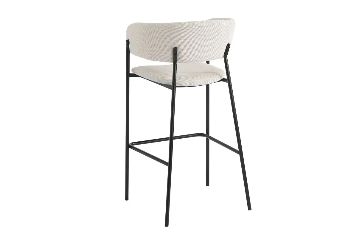 BOLD Lot de 2 tabourets de bar en velours côtelé avec pieds noirs BEIGE – Image 5