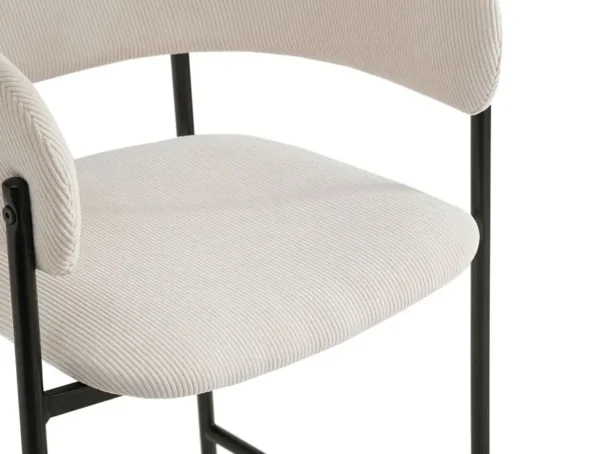 BOLD Lot de 2 tabourets de bar en velours côtelé avec pieds noirs BEIGE – Image 6