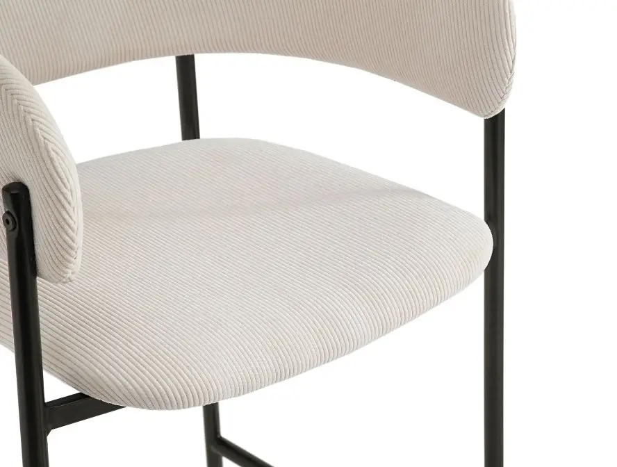 BOLD Lot de 2 tabourets de bar en velours côtelé avec pieds noirs BEIGE – Image 6