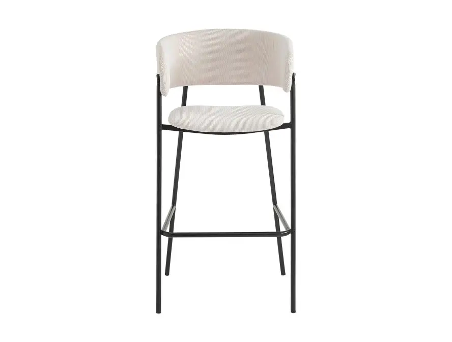 BOLD Lot de 4 tabourets de bar en velours côtelé avec pieds noirs BEIGE – Image 3