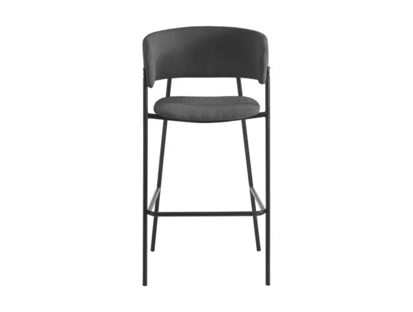 BOLD Lot de 4 tabourets de bar en velours côtelé avec pieds noirs gris foncé – Image 3