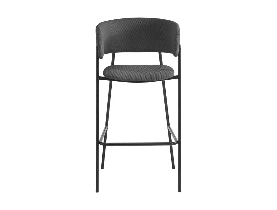 BOLD Lot de 4 tabourets de bar en velours côtelé avec pieds noirs gris foncé – Image 3