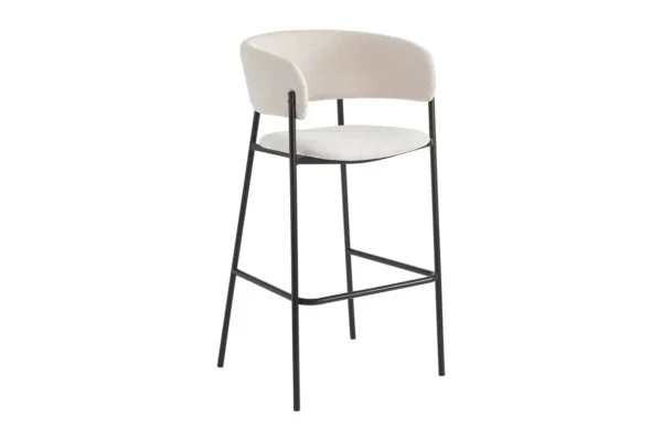BOLD Lot de 4 tabourets de bar en velours côtelé avec pieds noirs BEIGE – Image 4