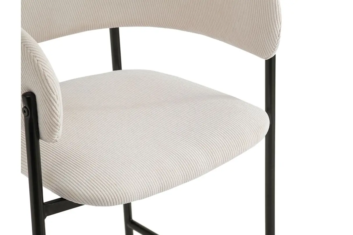 BOLD Lot de 4 tabourets de bar en velours côtelé avec pieds noirs BEIGE – Image 5