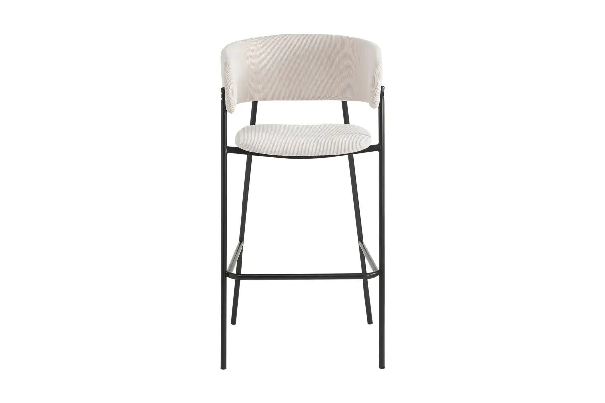 BOLD Lot de 6 tabourets de bar en velours côtelé avec pieds noirs BEIGE – Image 4