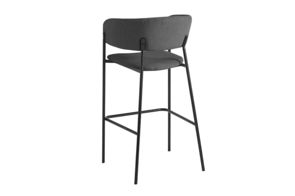 BOLD Lot de 6 tabourets de bar en velours côtelé avec pieds noirs gris foncé – Image 5