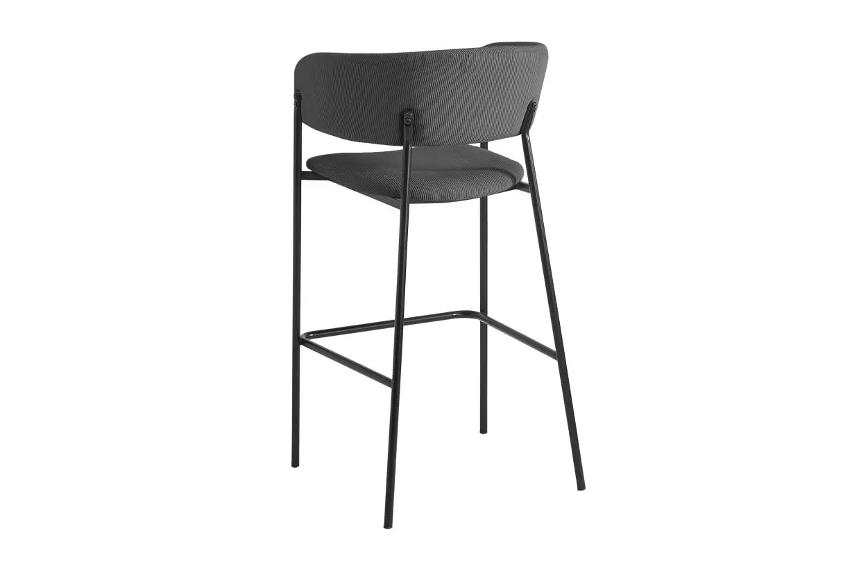 BOLD Lot de 6 tabourets de bar en velours côtelé avec pieds noirs gris foncé – Image 5