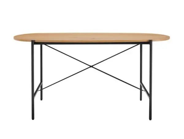 BRODIE Table à manger 160cm finition chêne et pieds métal noirs – Image 2