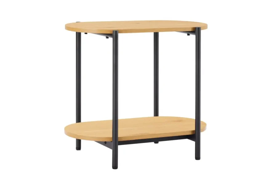 BRODIE Table d'appoint avec finition chêne et pieds métal noirs