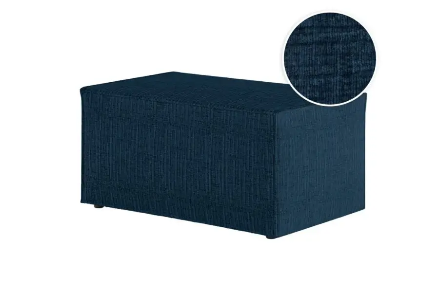 CHARLOTTE Pouf en tissu texturé 3D BLEU FONCE