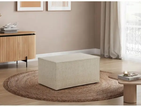 CHARLOTTE Pouf en tissu texturé 3D BEIGE – Image 2
