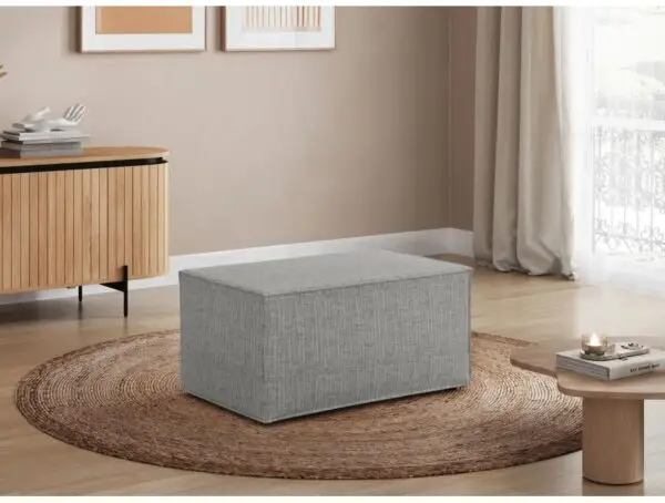 CHARLOTTE Pouf en tissu texturé 3D gris clair – Image 2