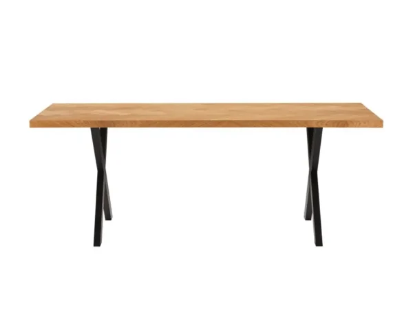 FILAR Table à manger 200cm avec plateau chevron finition chêne et pieds métal noir – Image 2