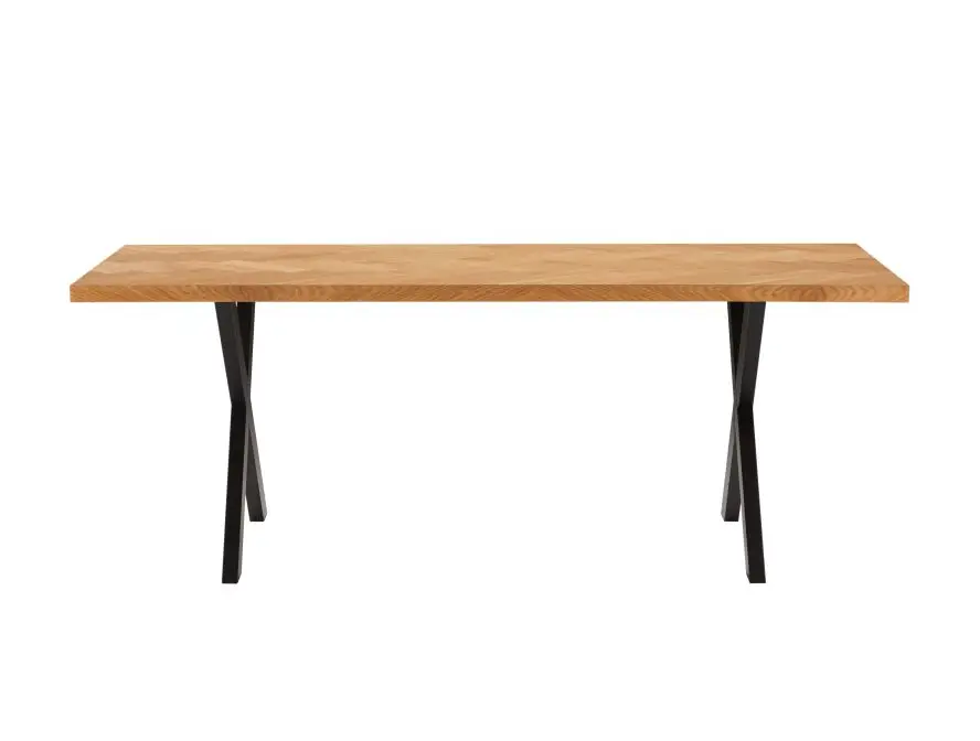 FILAR Table à manger 200cm avec plateau chevron finition chêne et pieds métal noir – Image 2
