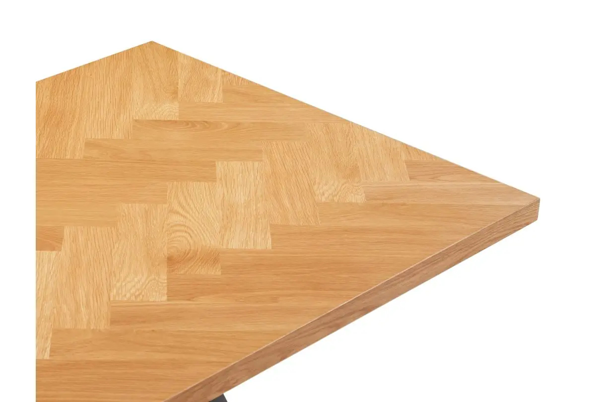 FILAR Table à manger 200cm avec plateau chevron finition chêne et pieds métal noir – Image 4