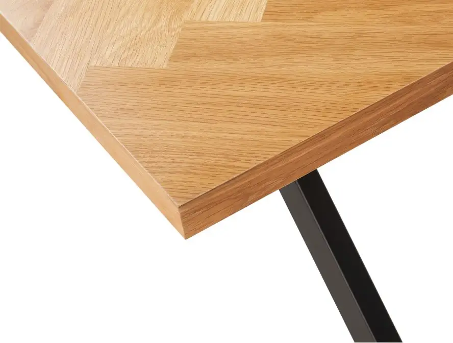 FILAR Table à manger 200cm avec plateau chevron finition chêne et pieds métal noir – Image 5