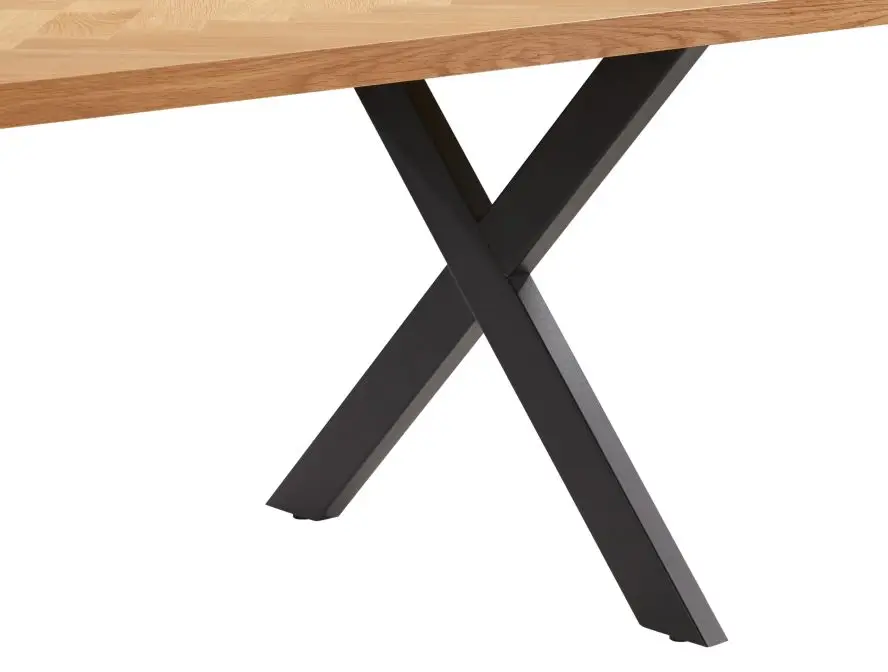 FILAR Table à manger 200cm avec plateau chevron finition chêne et pieds métal noir – Image 6