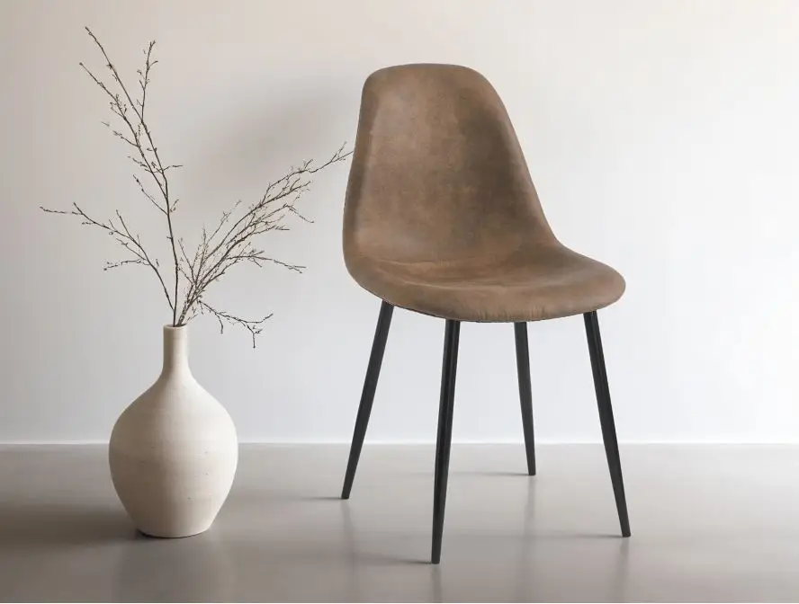 KEY Lot de 4 chaises vintages en tissu MARRON – Image 2