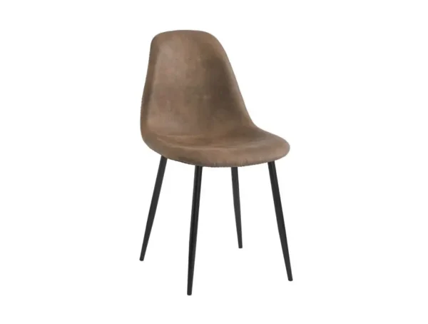 KEY Lot de 4 chaises vintages en tissu MARRON – Image 3