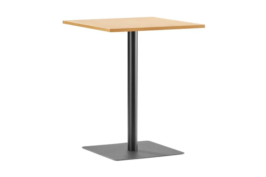 TRAKT Table à manger carrée 60x60 avec plateau finition chêne et pieds en métal noir