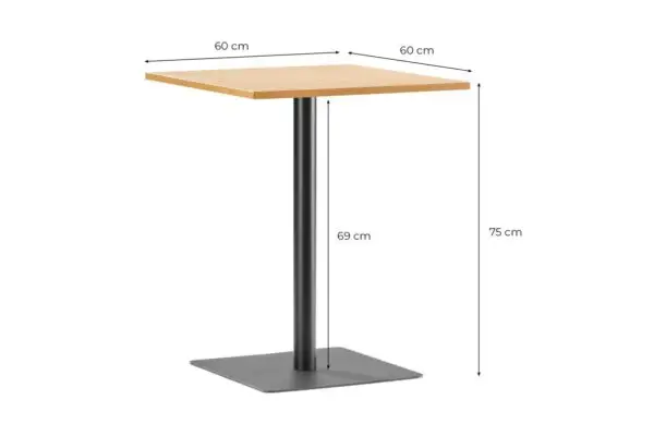 TRAKT Table à manger carrée 60x60 avec plateau finition chêne et pieds en métal noir – Image 5