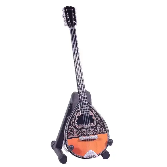 Bouzouki miniature en bois 20 cm avec support