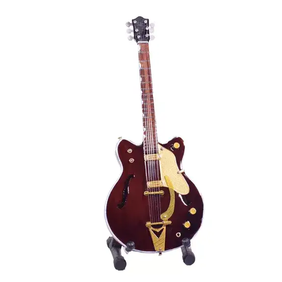 Guitare électrique miniature en bois 20 cm avec support-8 the beatles  george harrisson – Image 2