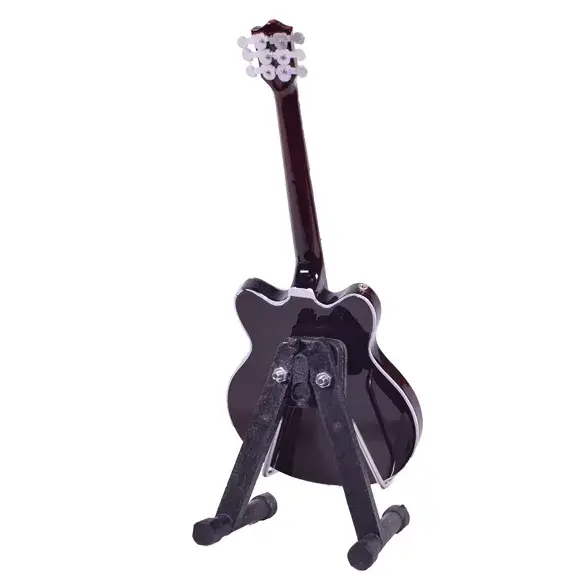 Guitare électrique miniature en bois 20 cm avec support-8 the beatles  george harrisson – Image 3