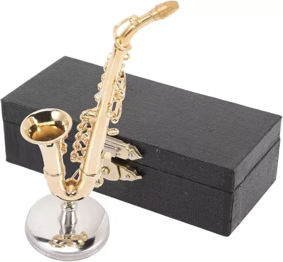 Mini Saxophone Alto Miniature avec Support et Étui 7cm