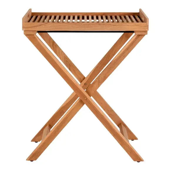 Ronda Tray Table - Table plateau, bois de teck, nature, 60x40x70 cm
