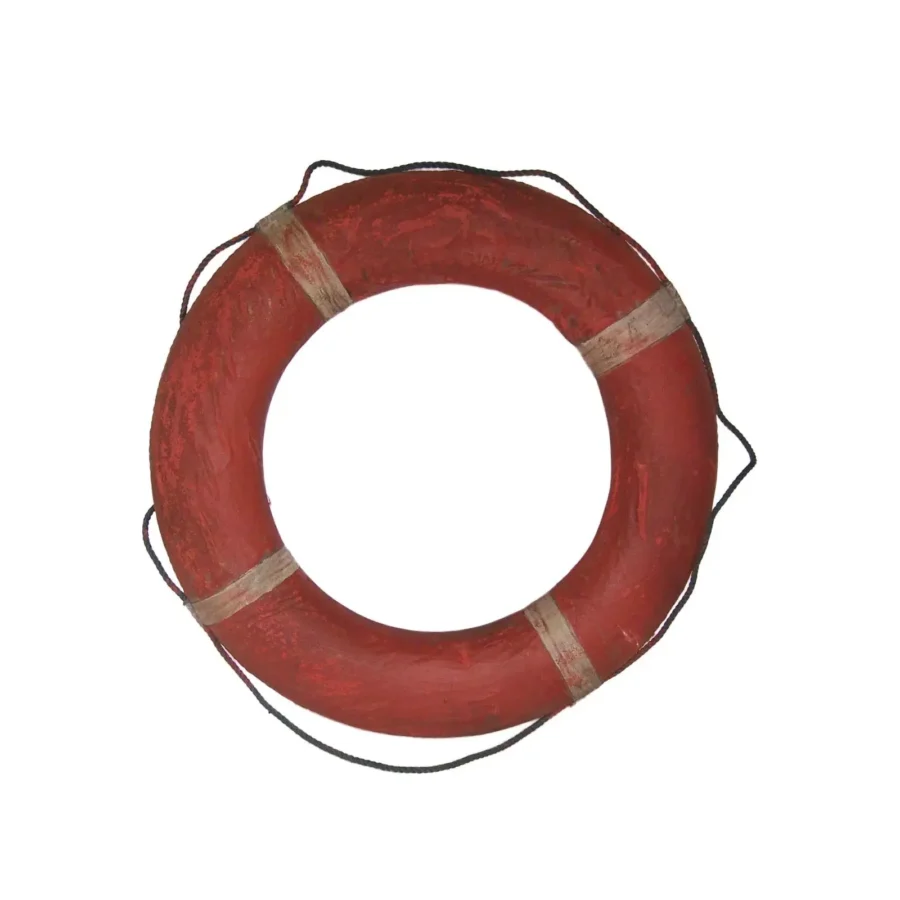 Bouée décorative, rouge et blanc, style nautique