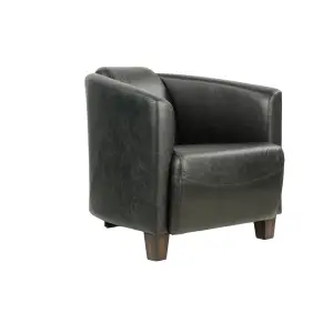 Fauteuil Georgio en cuir noir, design épuré, compact et élégant