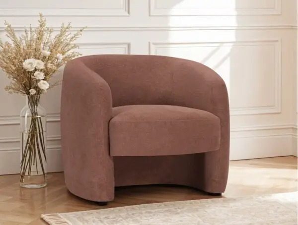 LOUISON Fauteuil en tissu terracotta – Image 2