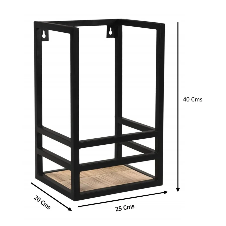 Étagère murale bois et fer, 1 étagère, style industriel, 40 cm