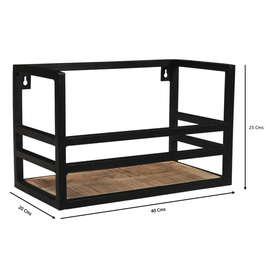 Étagère murale bois et fer, 1 étagère, style industriel, 70 cm