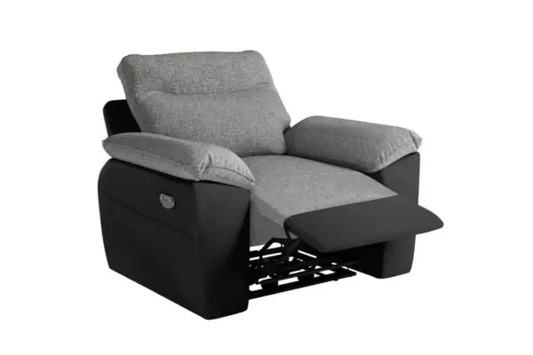 ROSS Fauteuil de relaxation électrique en tissu et simili noir/gris – Image 4