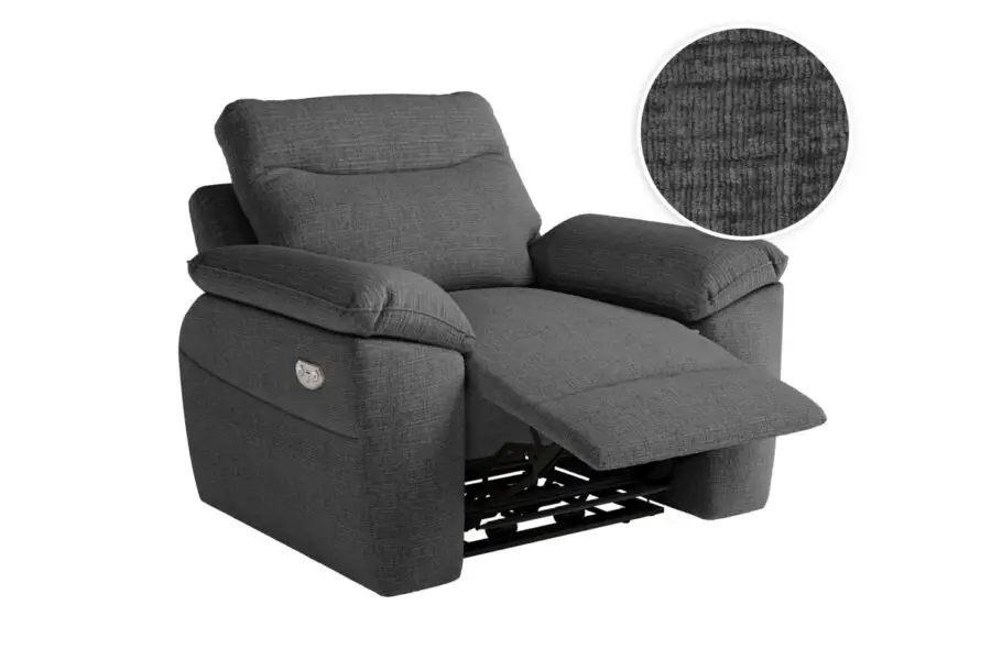 ROSS Fauteuil de relaxation électrique en tissu texturé 3D gris foncé
