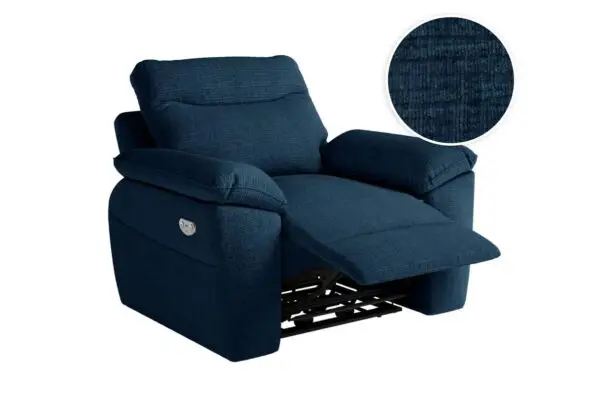 ROSS Fauteuil de relaxation électrique en tissu texturé 3D bleu foncé