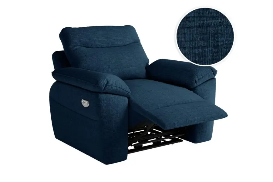 ROSS Fauteuil de relaxation électrique en tissu texturé 3D bleu foncé